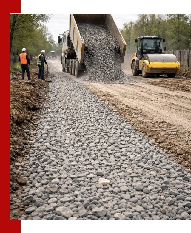 Доставка щебня для отсыпки дорог в Павлове высокого качества