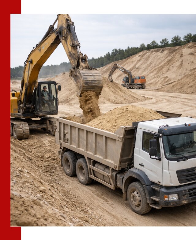 Доставка карьерного песка с самосвалами и разгрузкой в Павлове