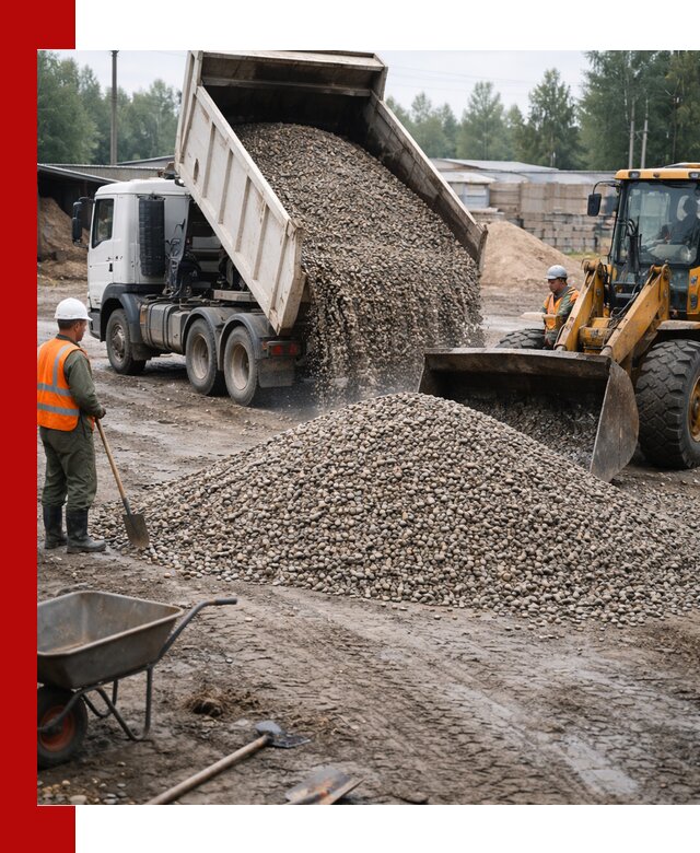 Мытый гравий с доставкой в Павлове от карьера до участка