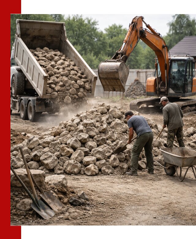 Доставка и разгрузка бутового камня в Павлове