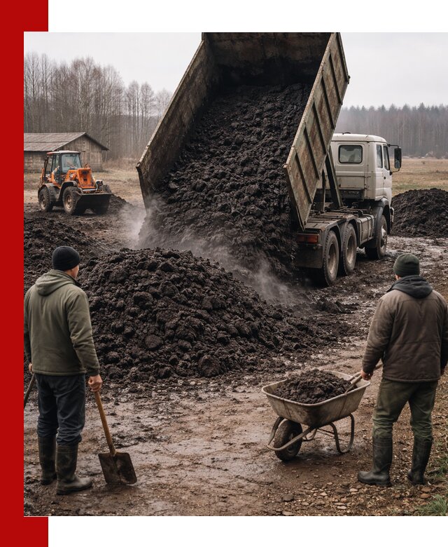 Доставка низинного торфа с разгрузкой и доставкой в Павлове