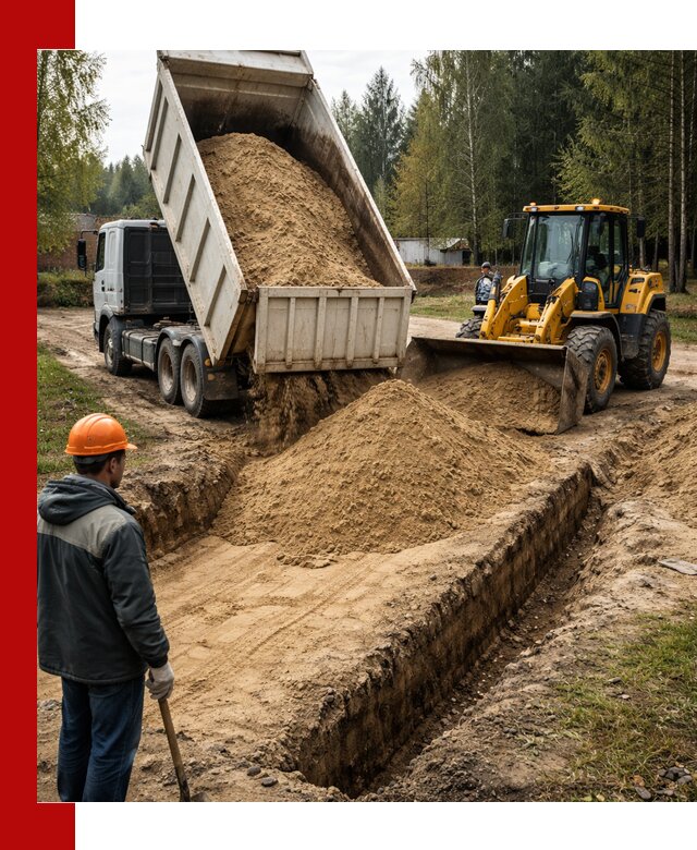 Доставка песчаного грунта в Павлове для строительных работ