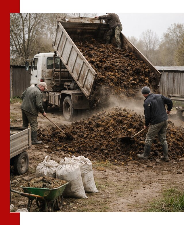 Доставка коровьего навоза самосвалом в Павлове