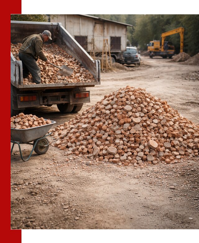 Доставка и подушка из боя кирпича с разгрузкой в Павлове