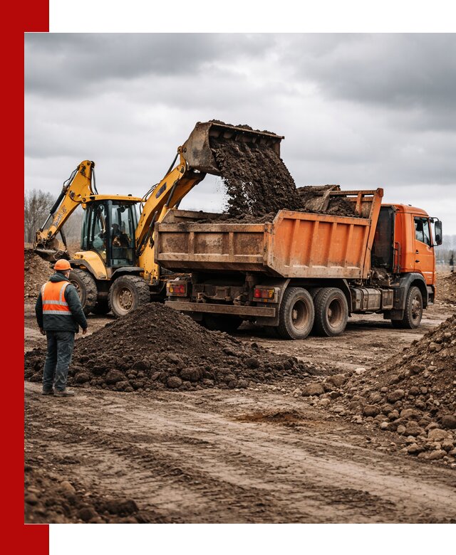 Вывоз грунта и строительного мусора в Павлове грузовыми самосвалами